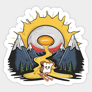 Eggs and Skiing Toast Sticker